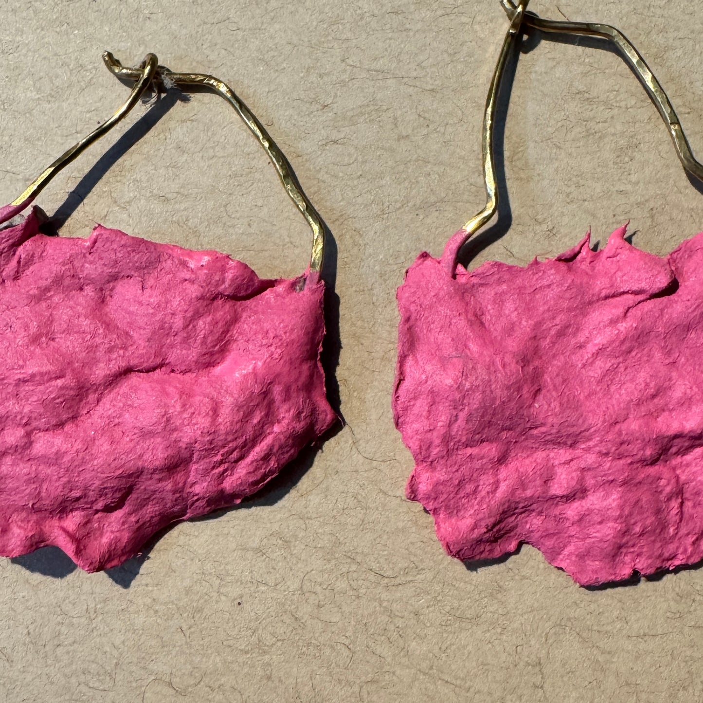 Hand-Formed Paper Clay Earrings – One of a Kind