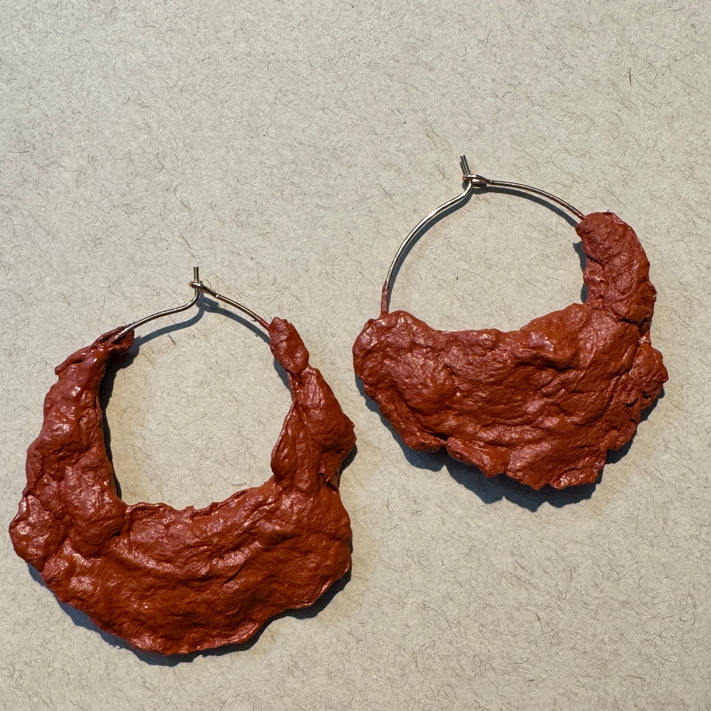 Hand-Formed Paper Clay Earrings – One of a Kind