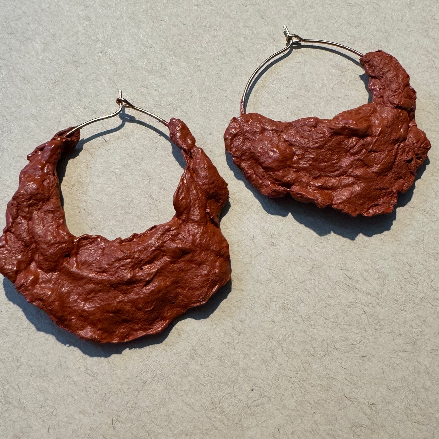 Hand-Formed Paper Clay Earrings – One of a Kind