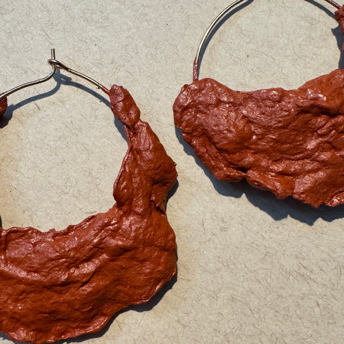 Hand-Formed Paper Clay Earrings – One of a Kind