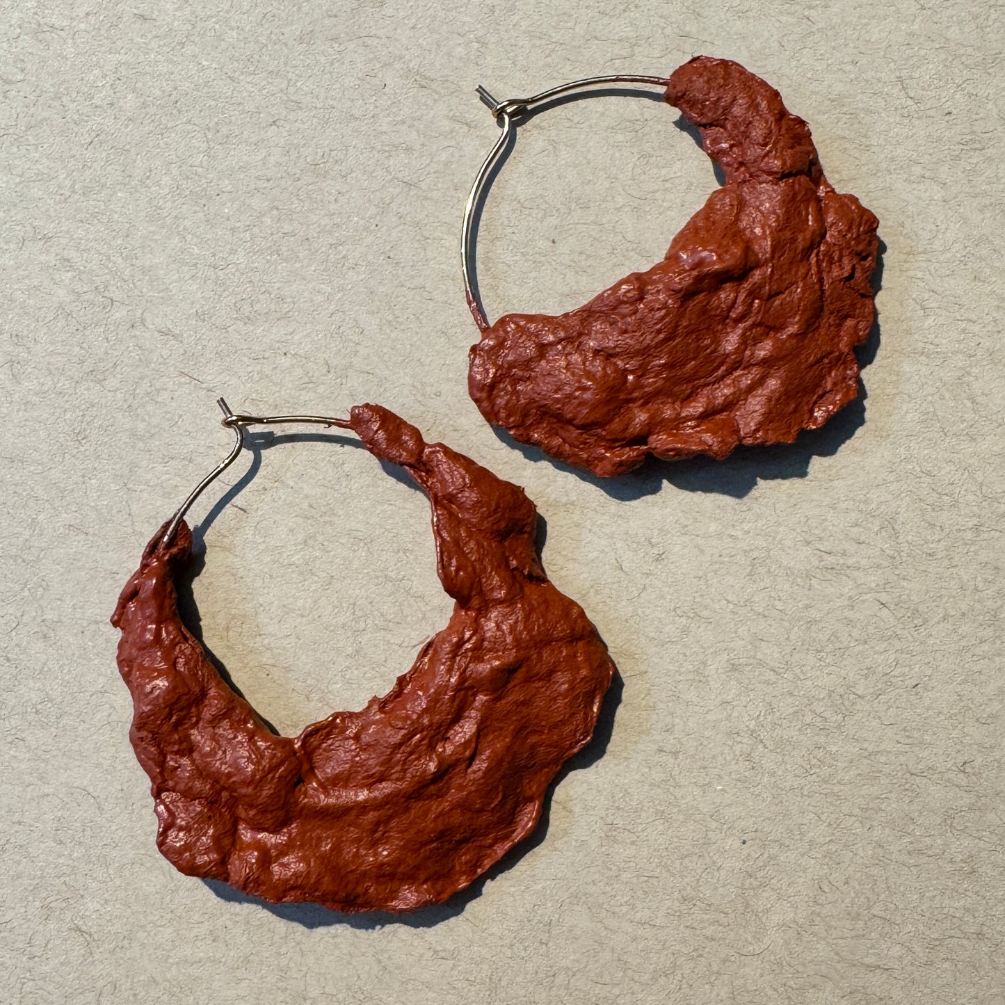 Hand-Formed Paper Clay Earrings – One of a Kind