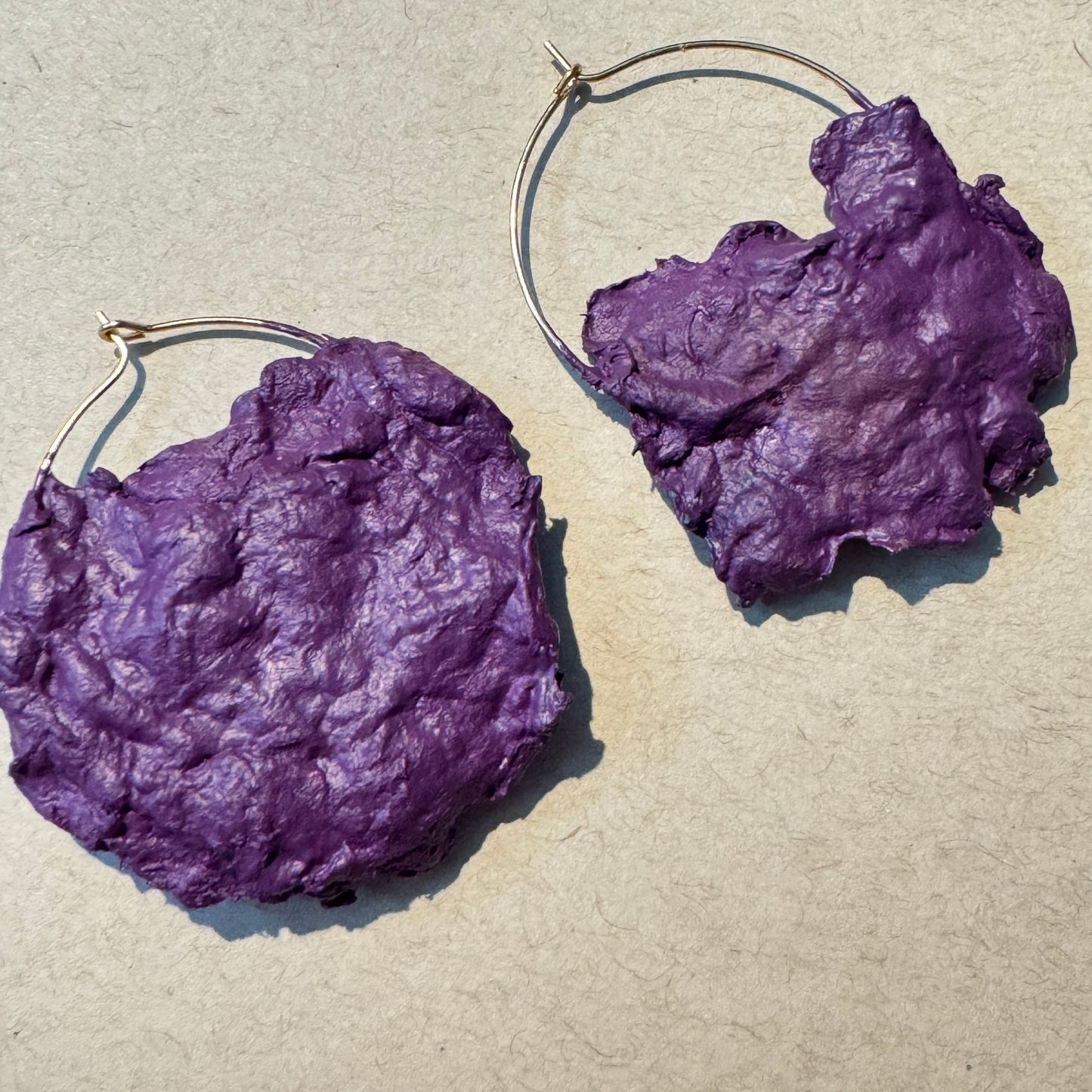 Hand-Formed Paper Clay Earrings – One of a Kind