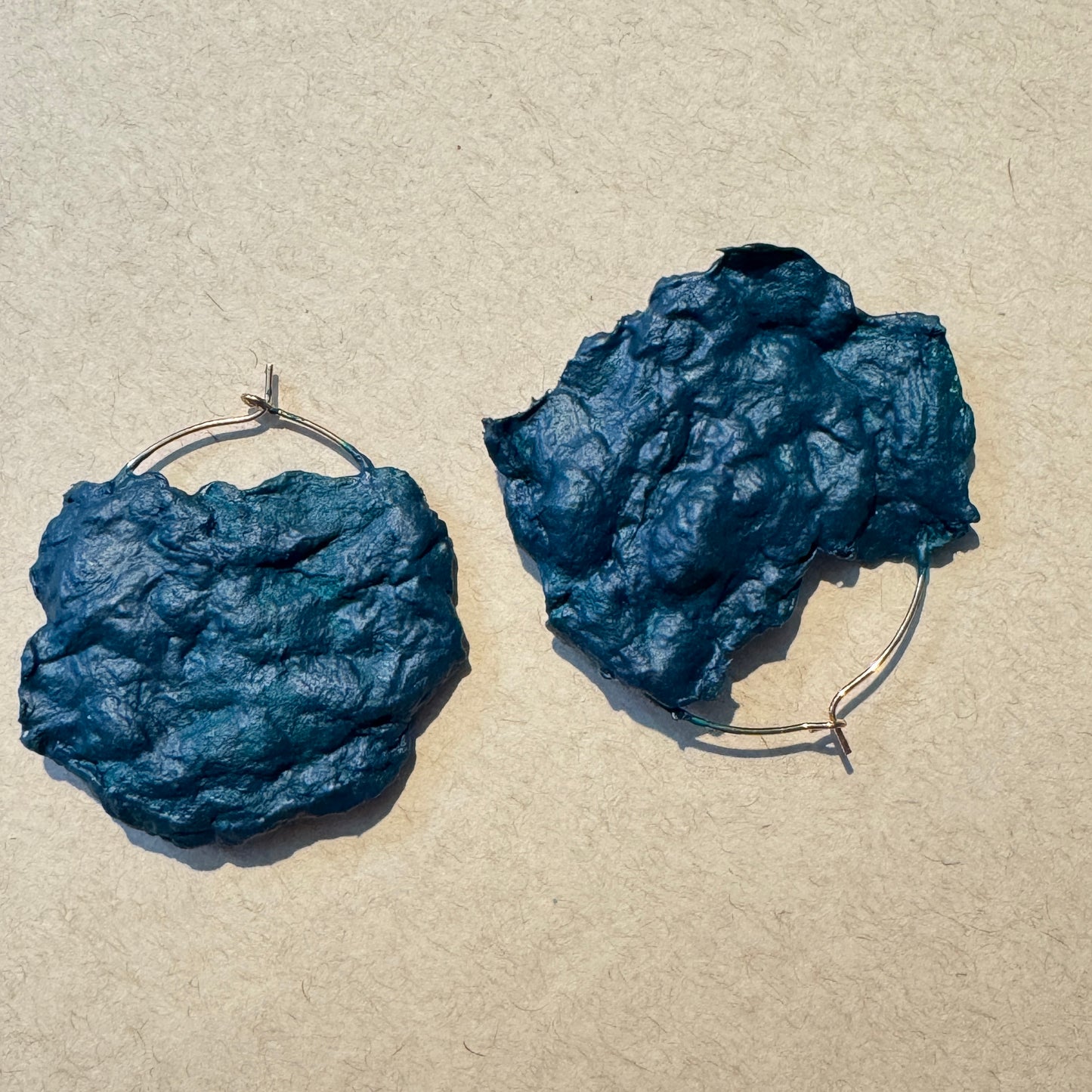 Hand-Formed Paper Clay Earrings – One of a Kind