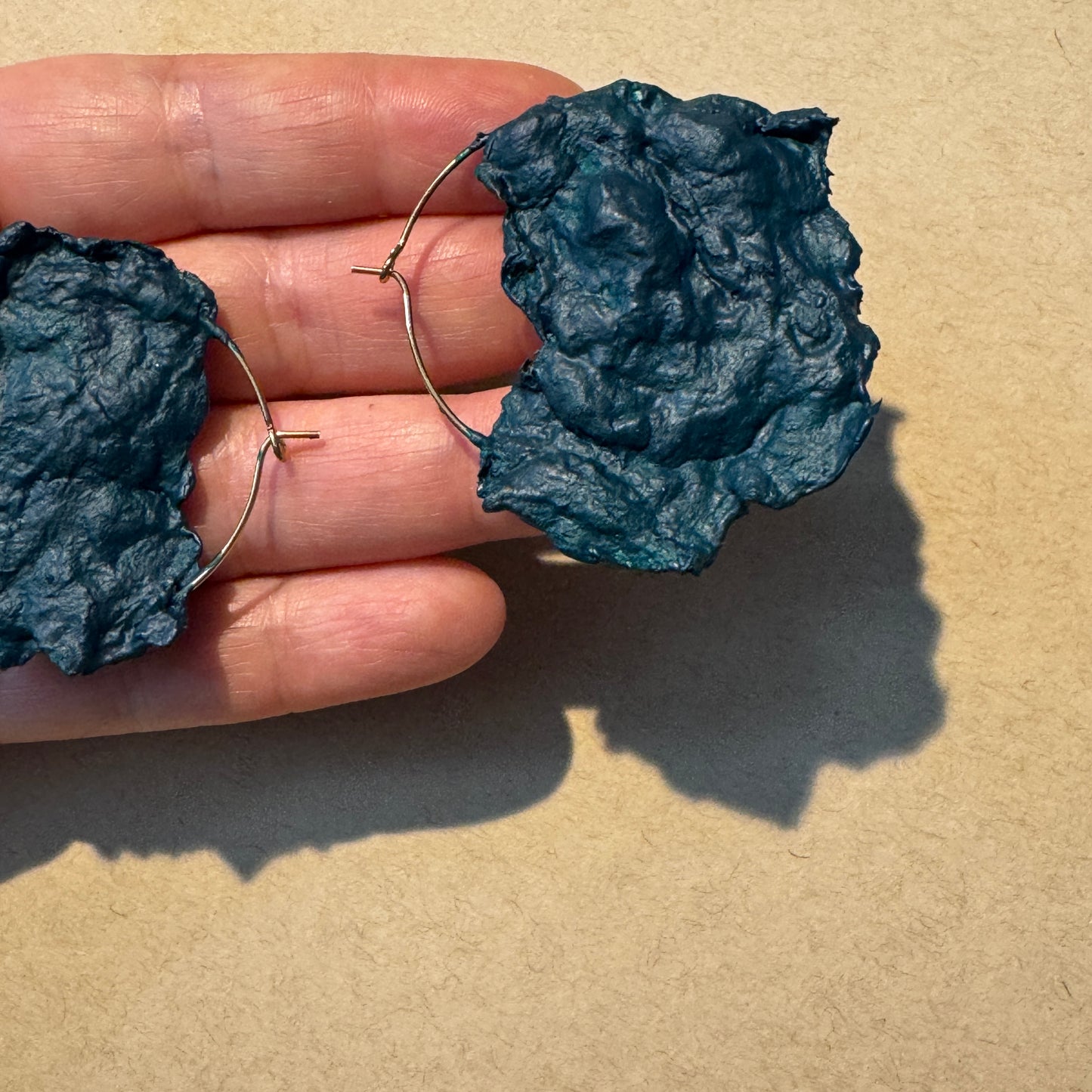 Hand-Formed Paper Clay Earrings – One of a Kind