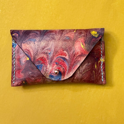 Perfume Pouch for samples  Blue Brown & Yellow Marbled