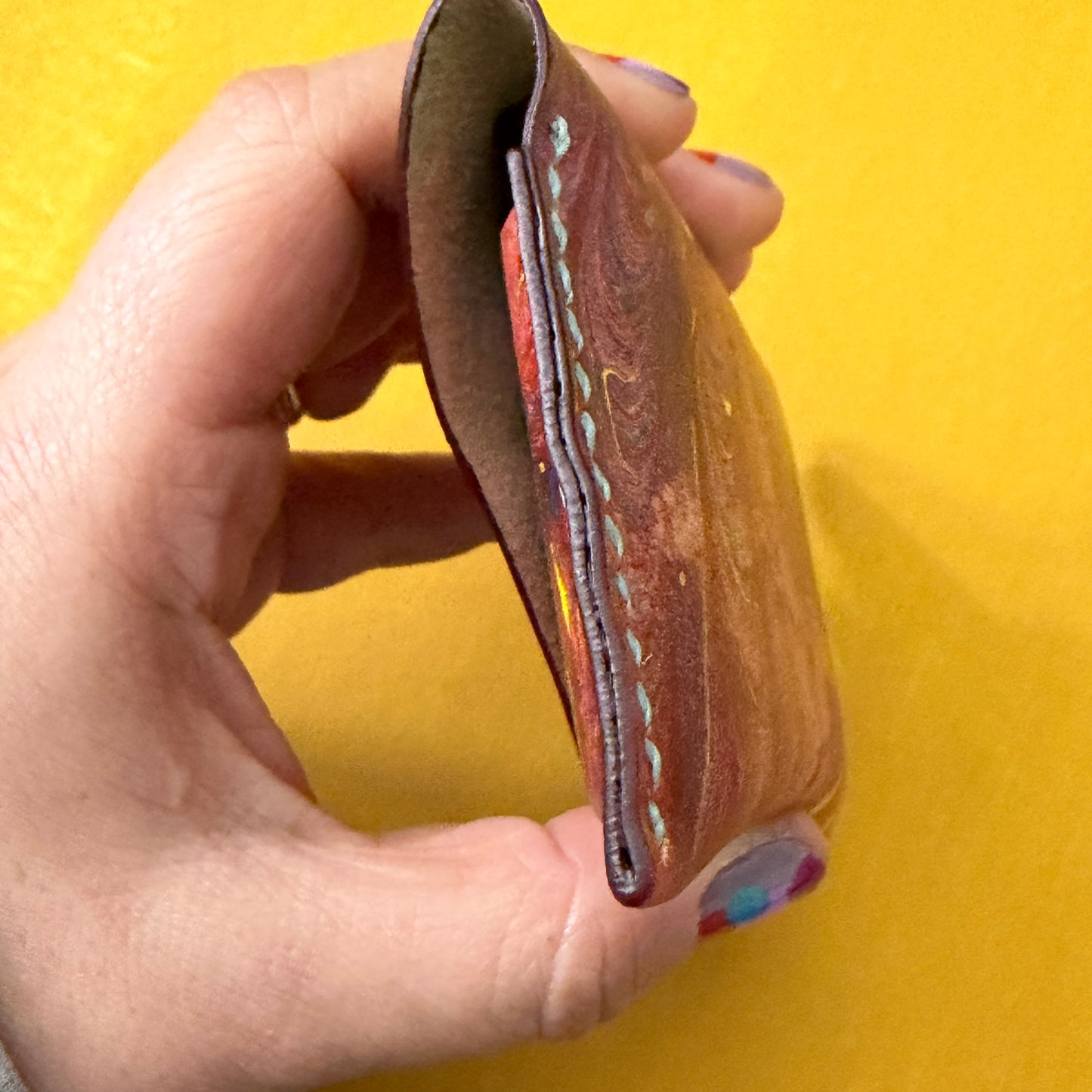 Perfume Pouch for samples  Blue Brown & Yellow Marbled