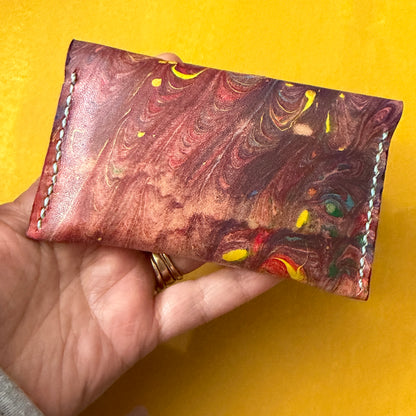 Perfume Pouch for samples  Blue Brown & Yellow Marbled