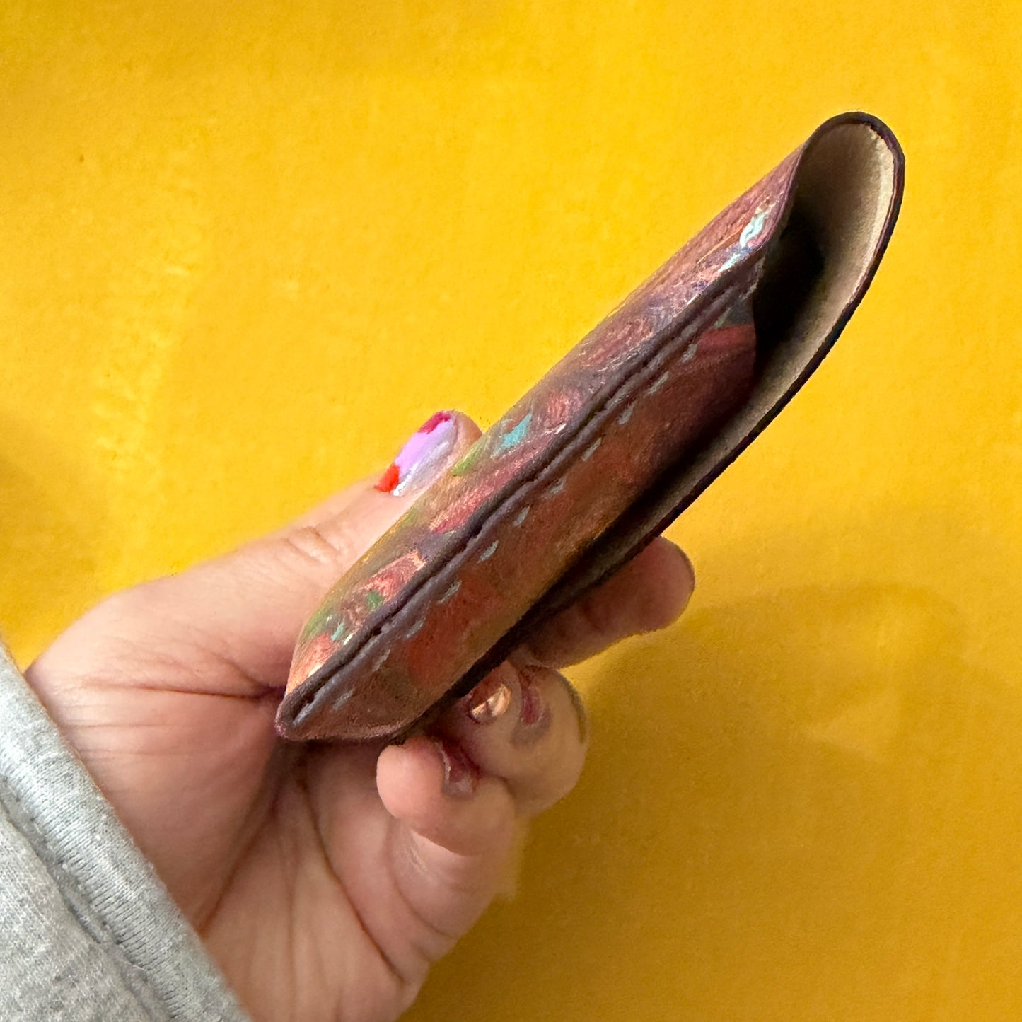 Perfume Pouch for samples  Blue Brown & Yellow Marbled