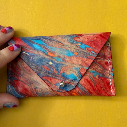Perfume Pouch for samples  Blue & Red Marbled