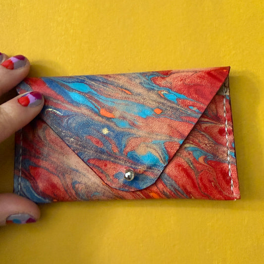 Perfume Pouch for samples  Blue & Red Marbled