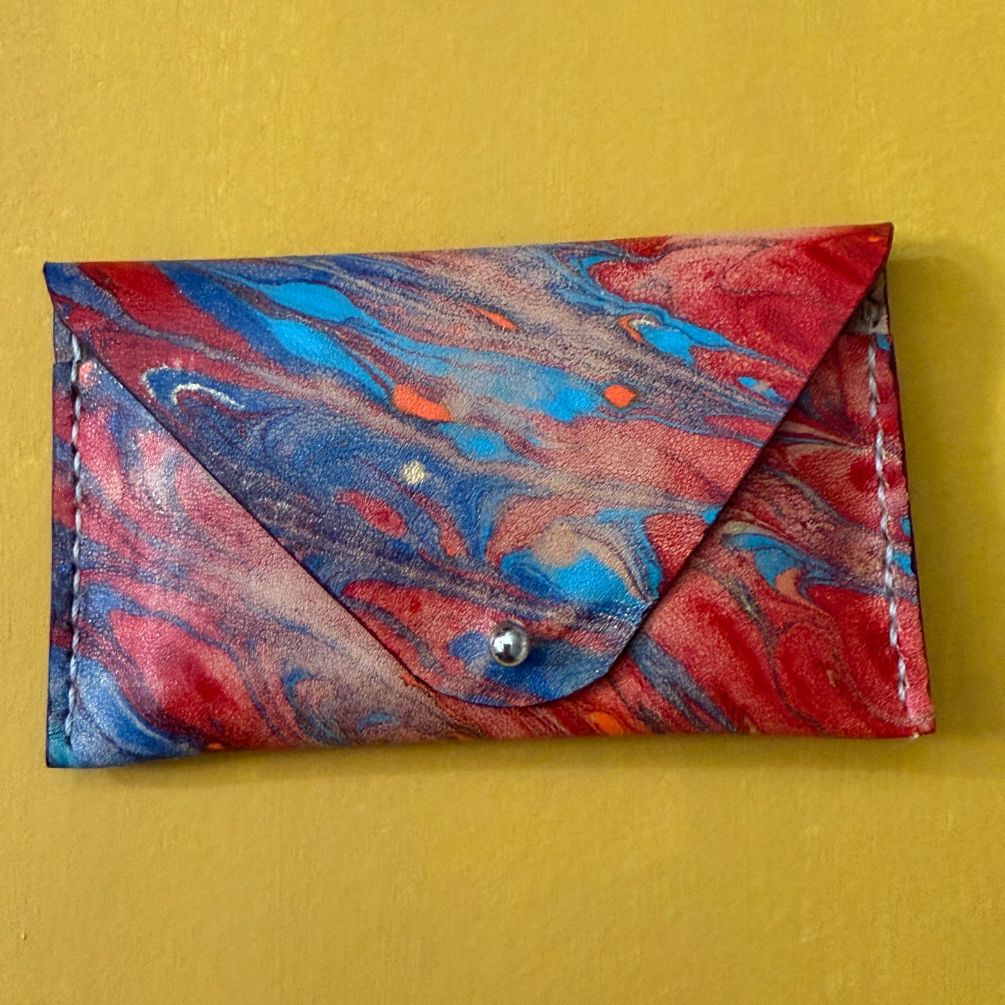 Perfume Pouch for samples  Blue & Red Marbled