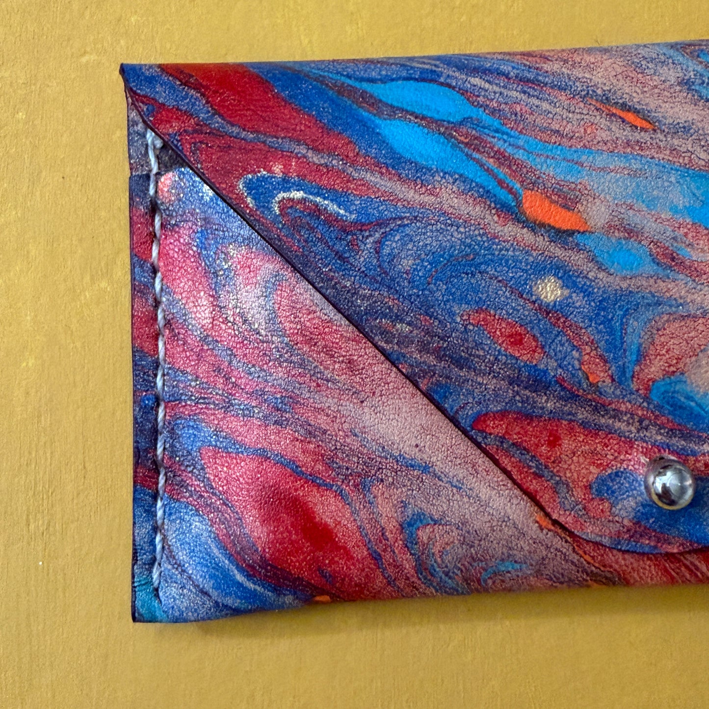 Perfume Pouch for samples  Blue & Red Marbled