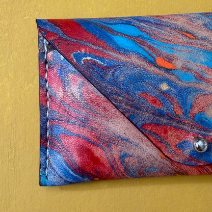 Perfume Pouch for samples  Blue & Red Marbled