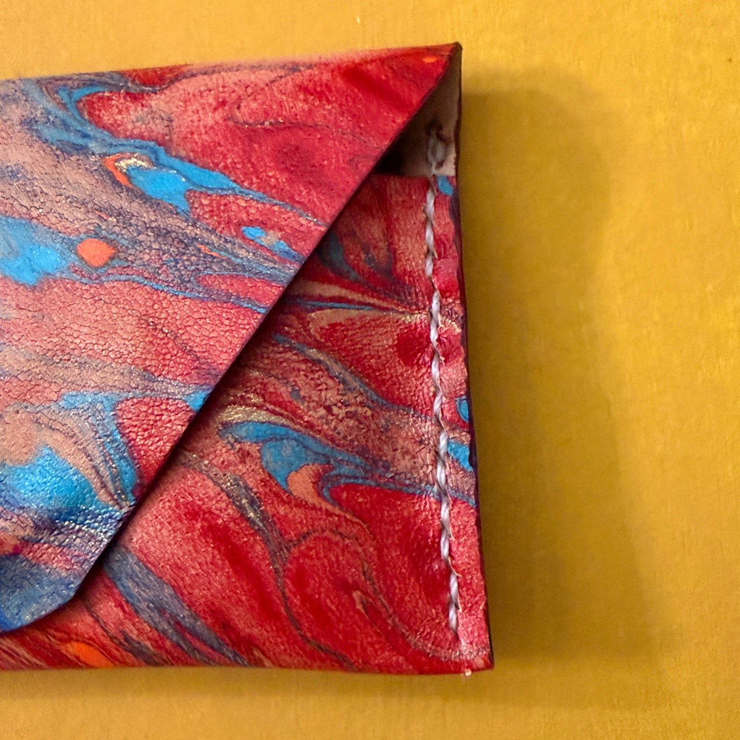 Perfume Pouch for samples  Blue & Red Marbled