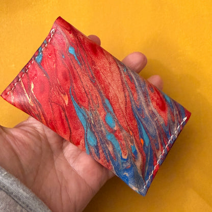 Perfume Pouch for samples  Blue & Red Marbled