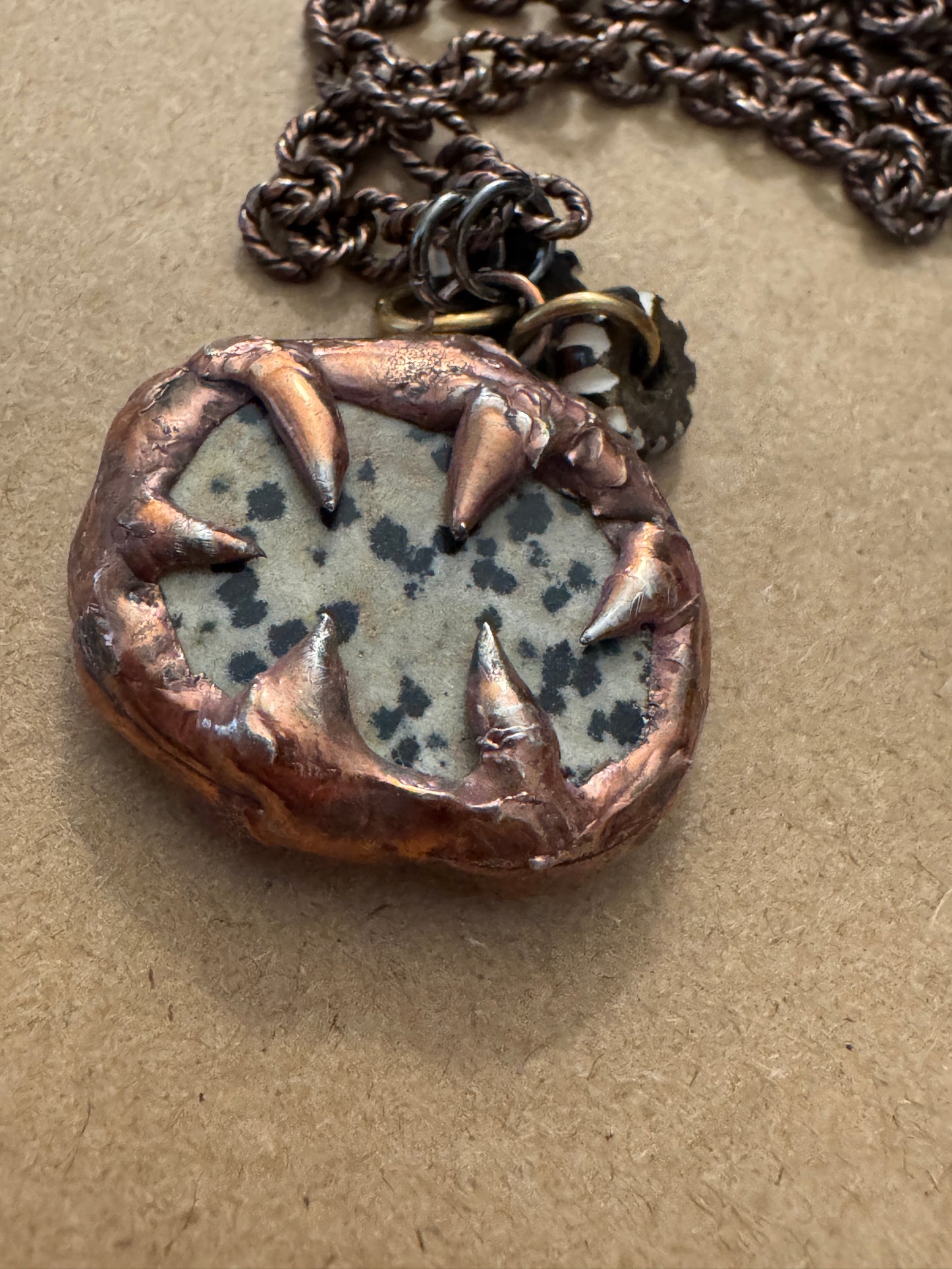 Clawprint Calm: Double-Sided Dalmatian Jasper Necklace