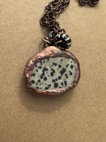 Clawprint Calm: Double-Sided Dalmatian Jasper Necklace