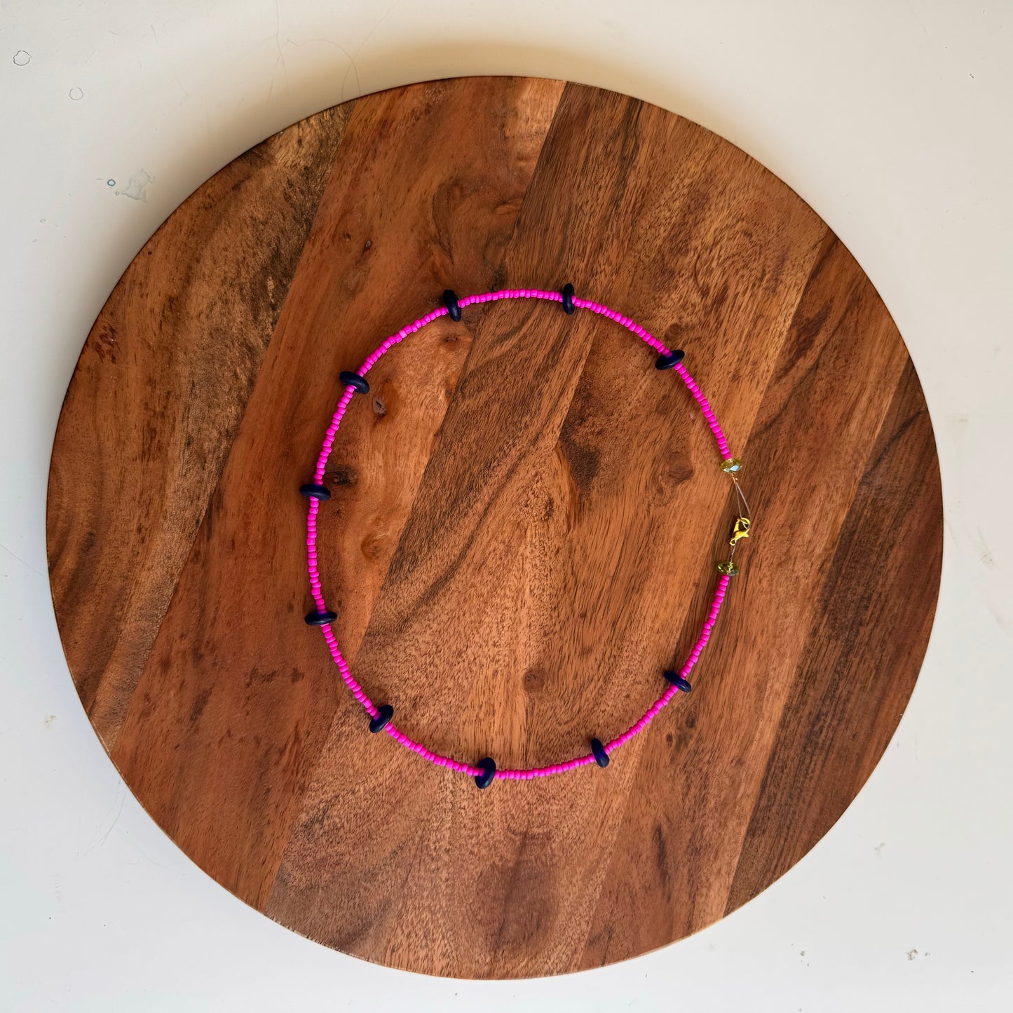 Magenta & Blue Beaded Necklace