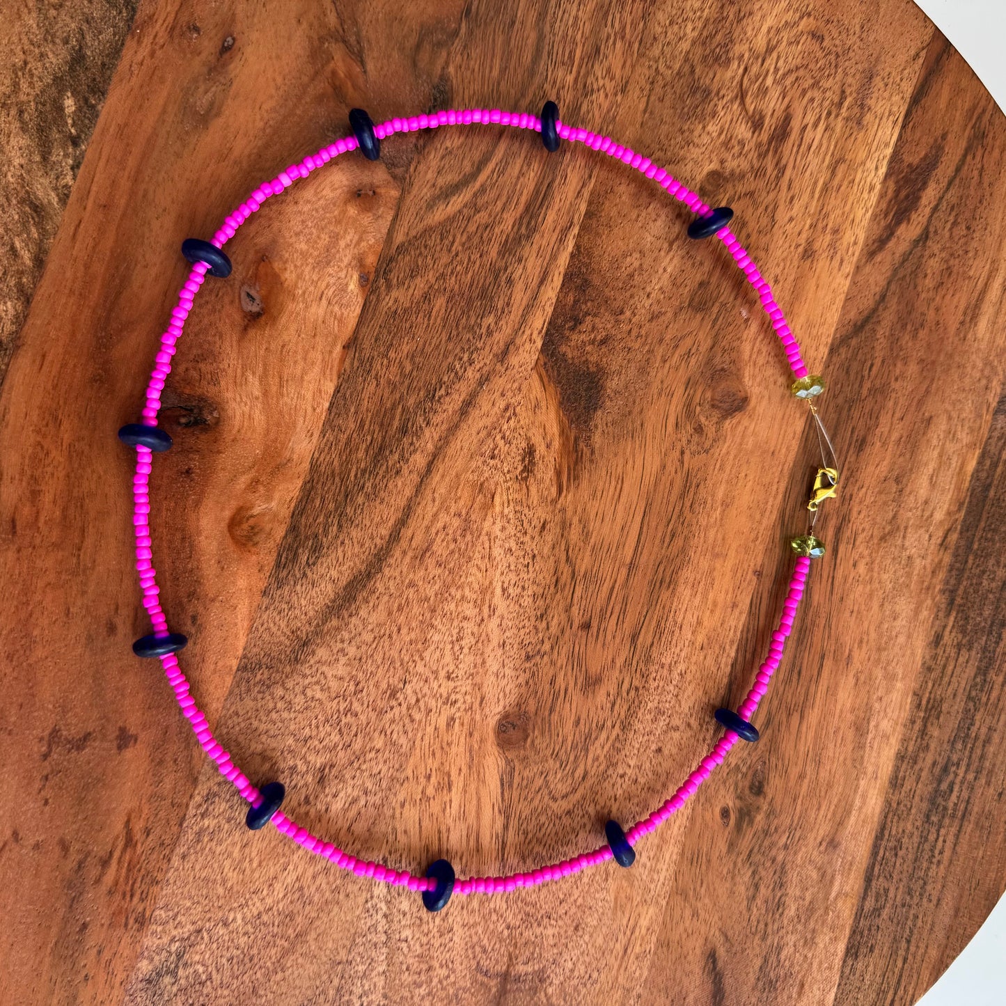 Magenta & Blue Beaded Necklace