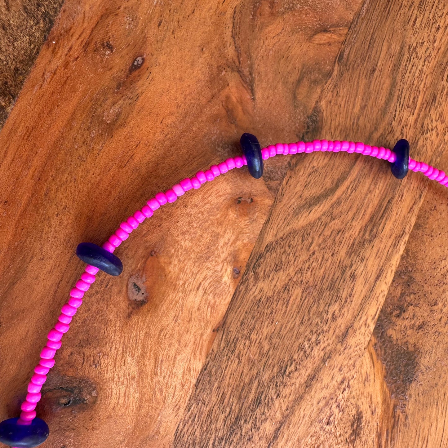Magenta & Blue Beaded Necklace