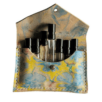 Perfume Pouch for samples  Blue & Yellow Marbled