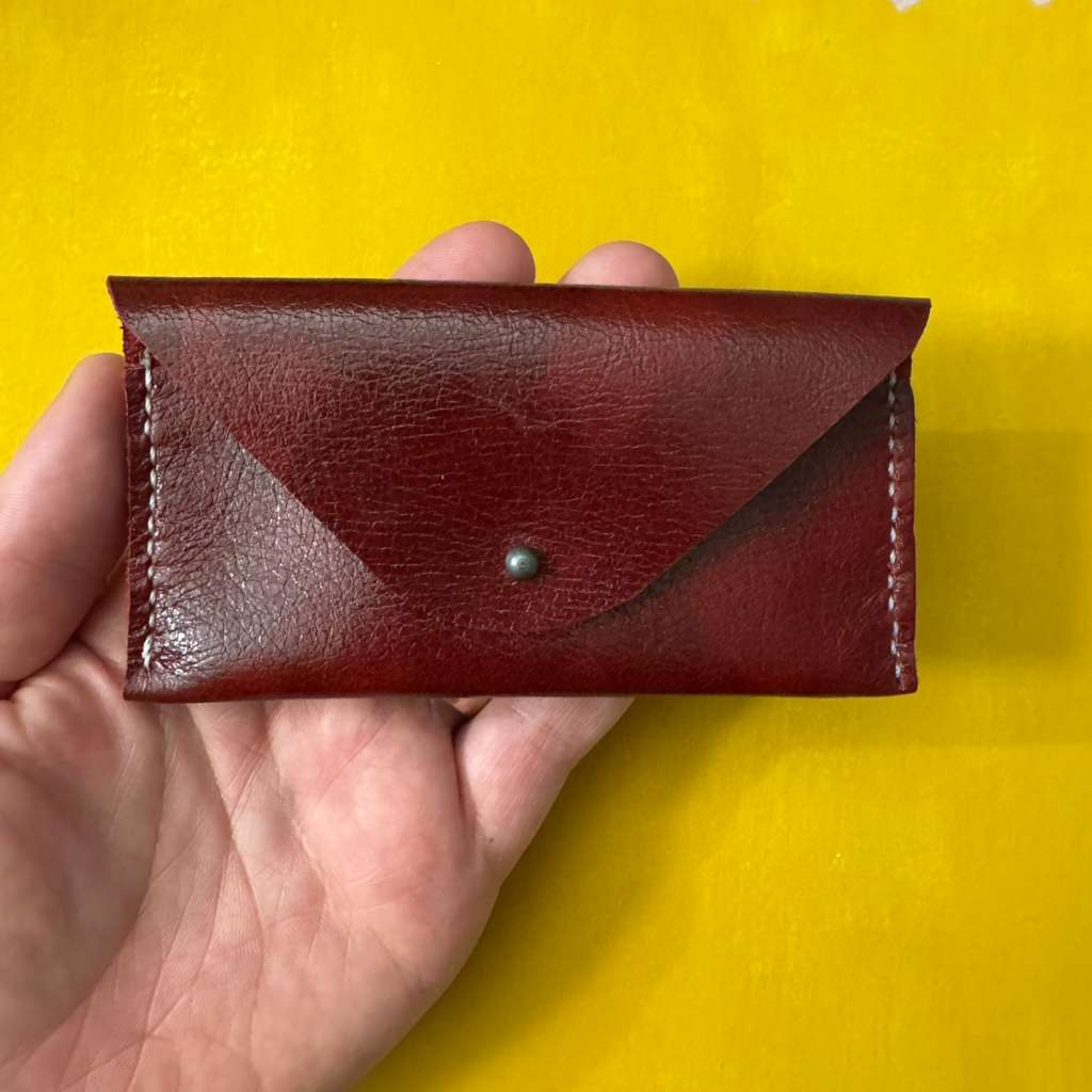 Perfume Pouch for samples Burgundy Shiny white thread