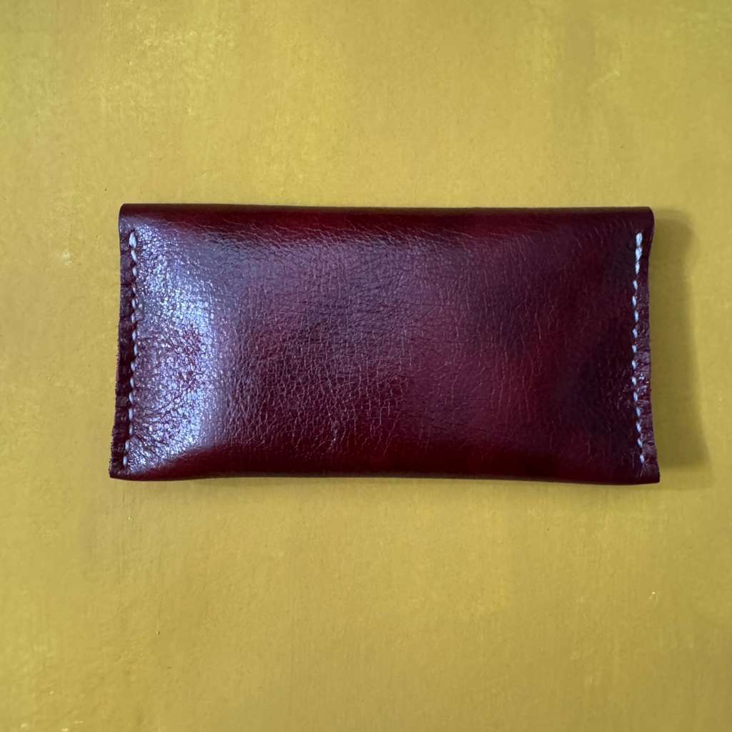 Perfume Pouch for samples Burgundy Shiny white thread