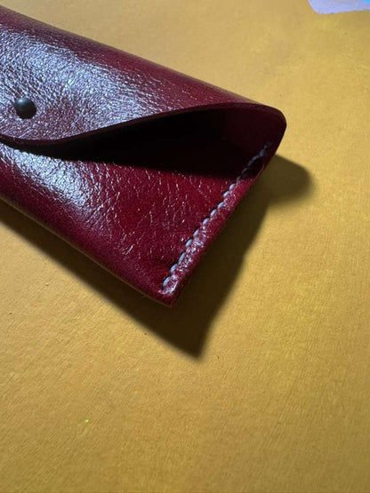 Perfume Pouch for samples Burgundy Shiny white thread