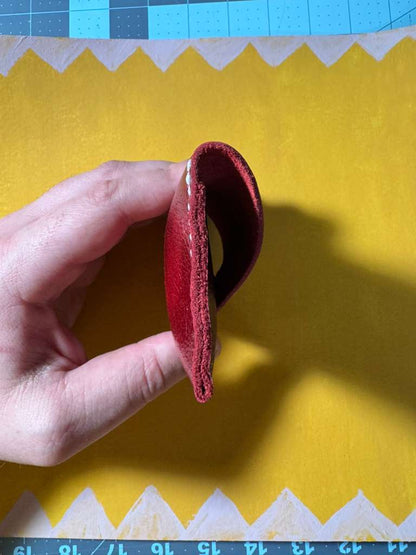 Perfume Pouch for samples Burgundy Shiny white thread