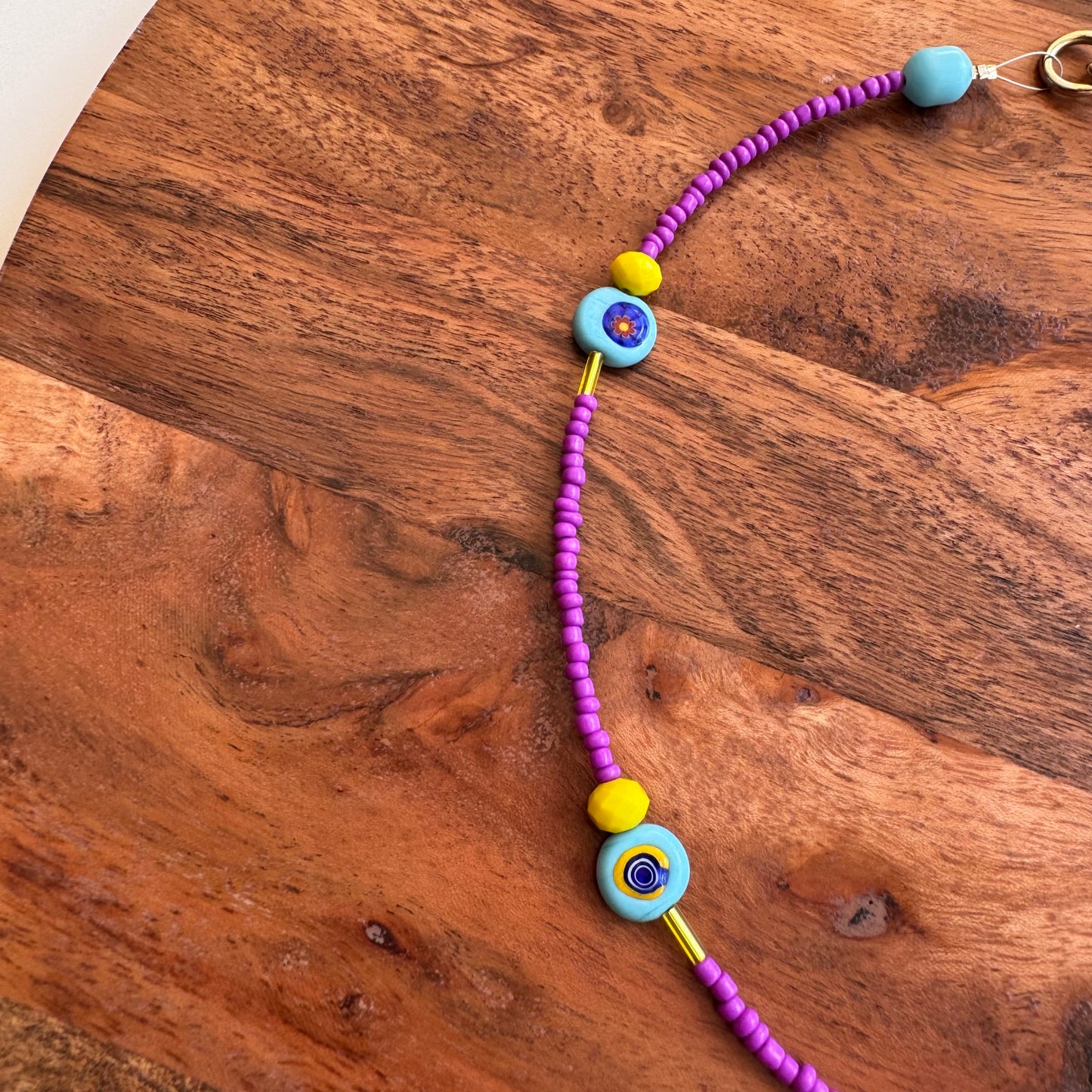 Light Blue Flower Bead Necklace